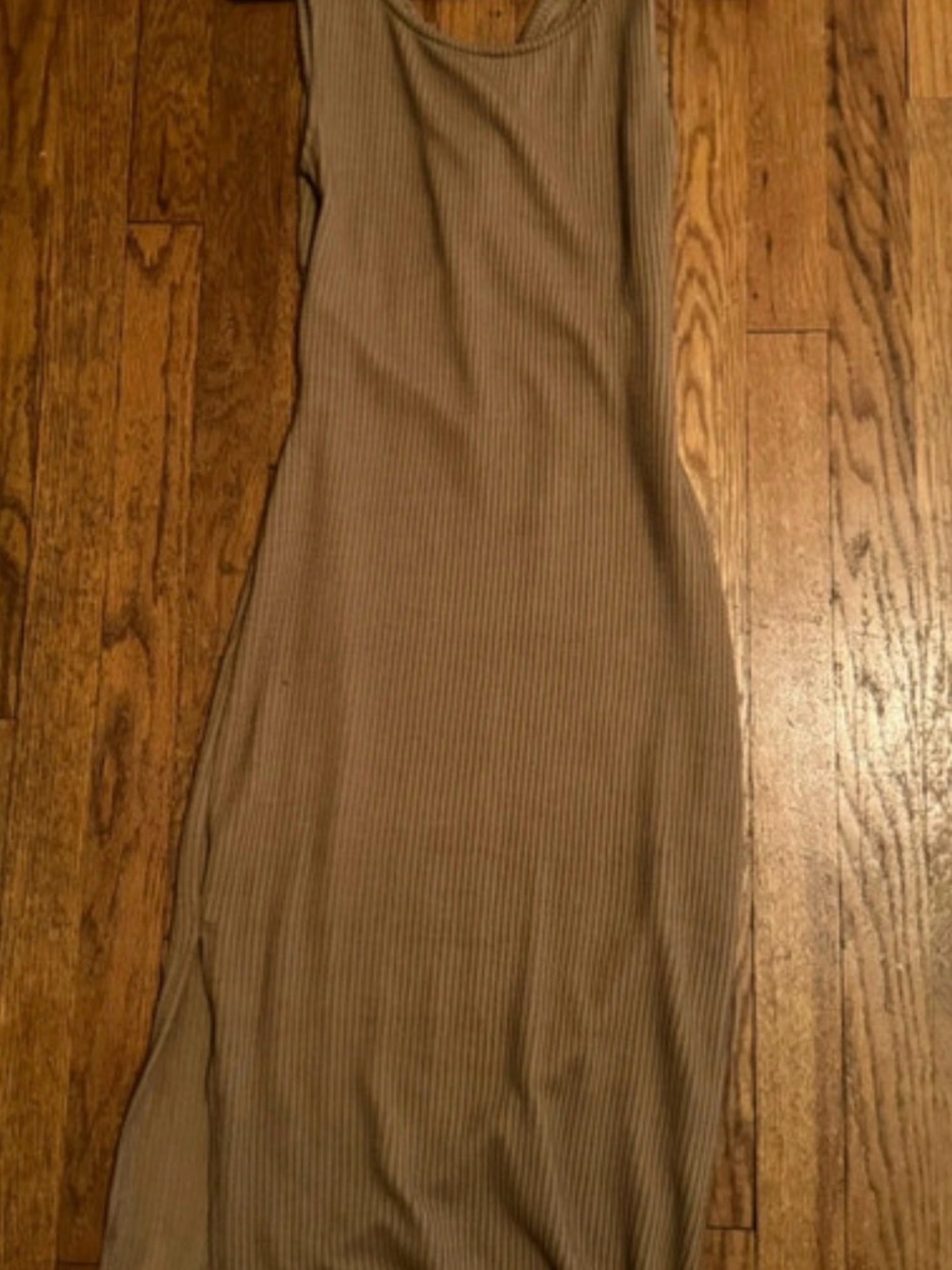 Sleeveless Ribbed Midi Dress in Taupe